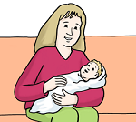 Eine Frau mit einen Baby. Eine Frau mit einen Baby.