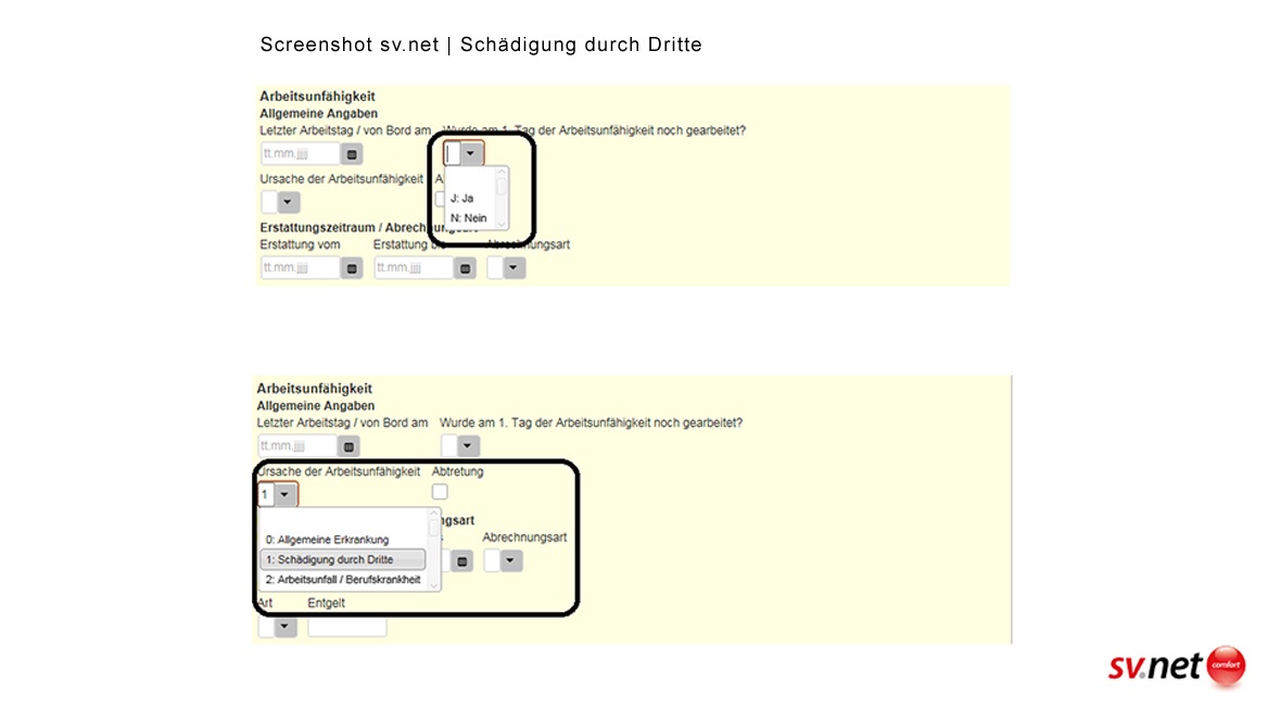 Screenshot sv.net - Schädigung durch Dritte Screenshot sv.net - Schädigung durch Dritte